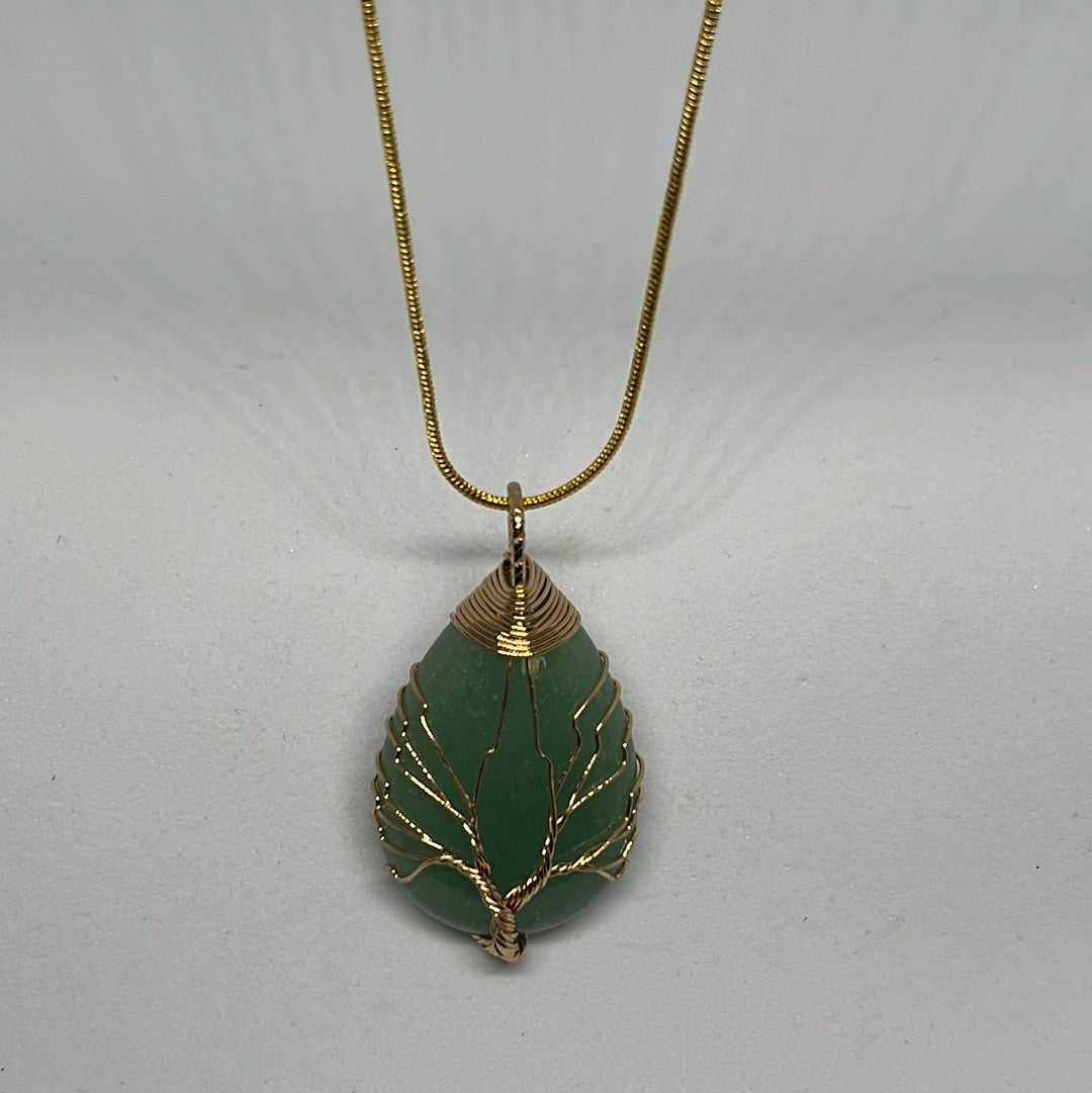 Teardrop Tree Wire Wrapped Necklaces