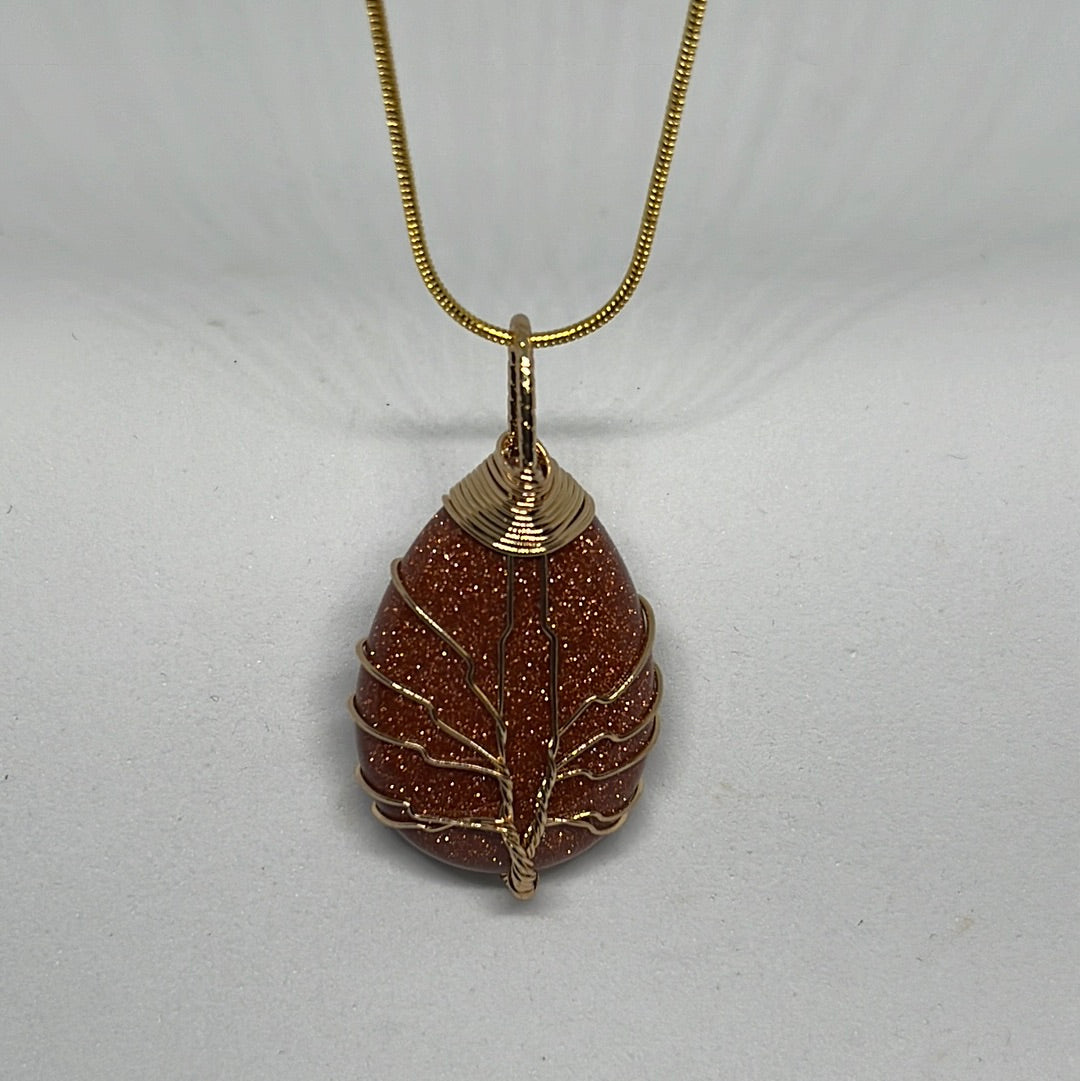 Teardrop Tree Wire Wrapped Necklaces