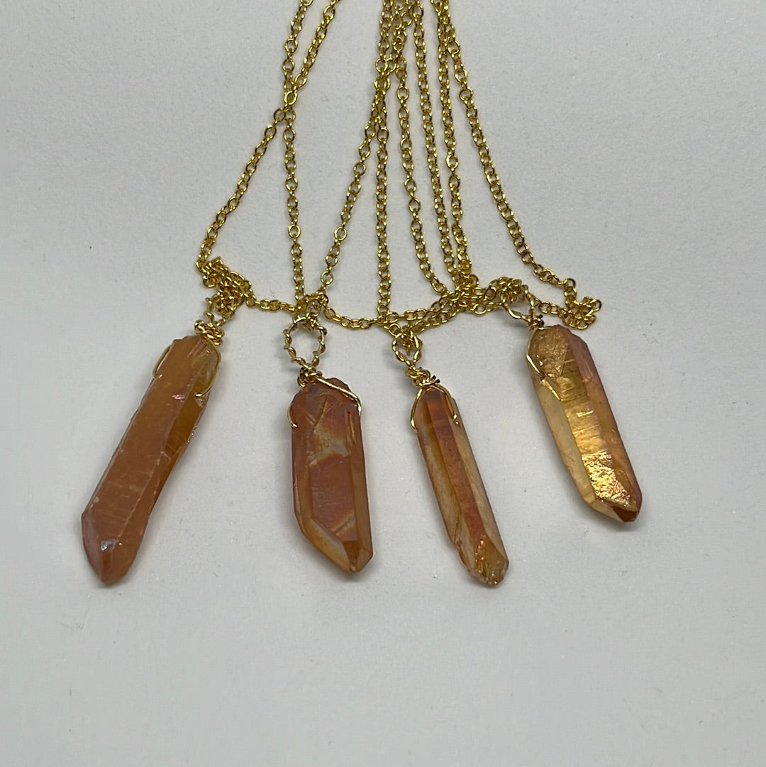 Coated Crystal Quartz Necklaces