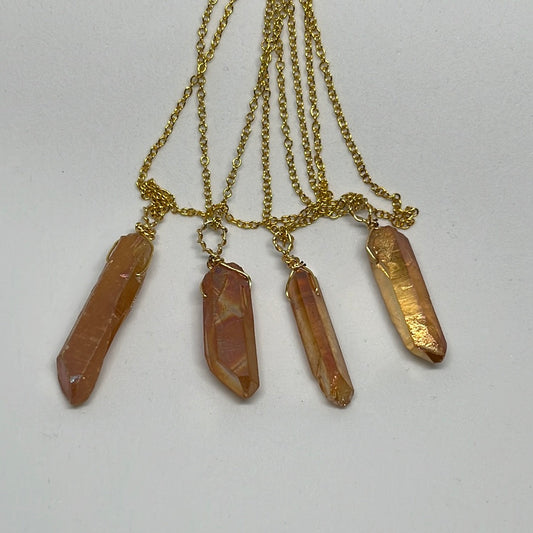 Coated Crystal Quartz Necklaces