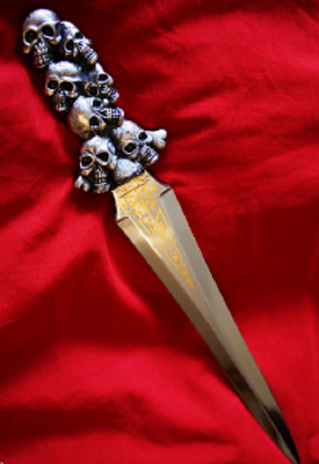 athame knife with skull handle