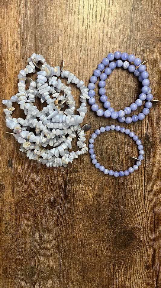 6mm Blue Lace Agate Bracelet