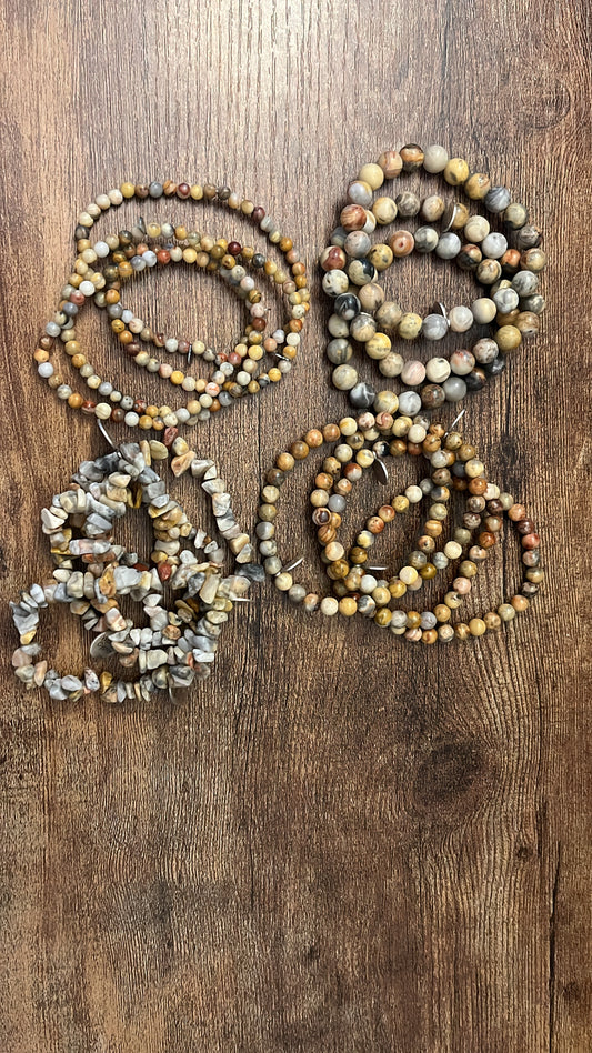 4mm Crazy Lace Agate Bracelets