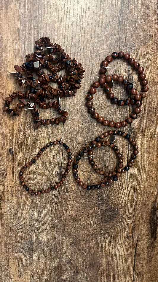 4mm Mahogany Obsidian Bracelet
