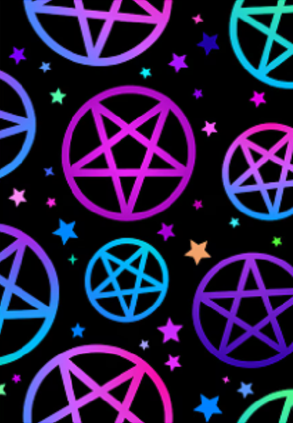 different-colored-pentagrams-on-black-background