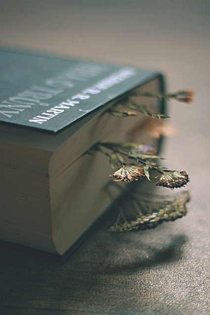 old-book-with-pressed-flowers-in-as-bookmarks